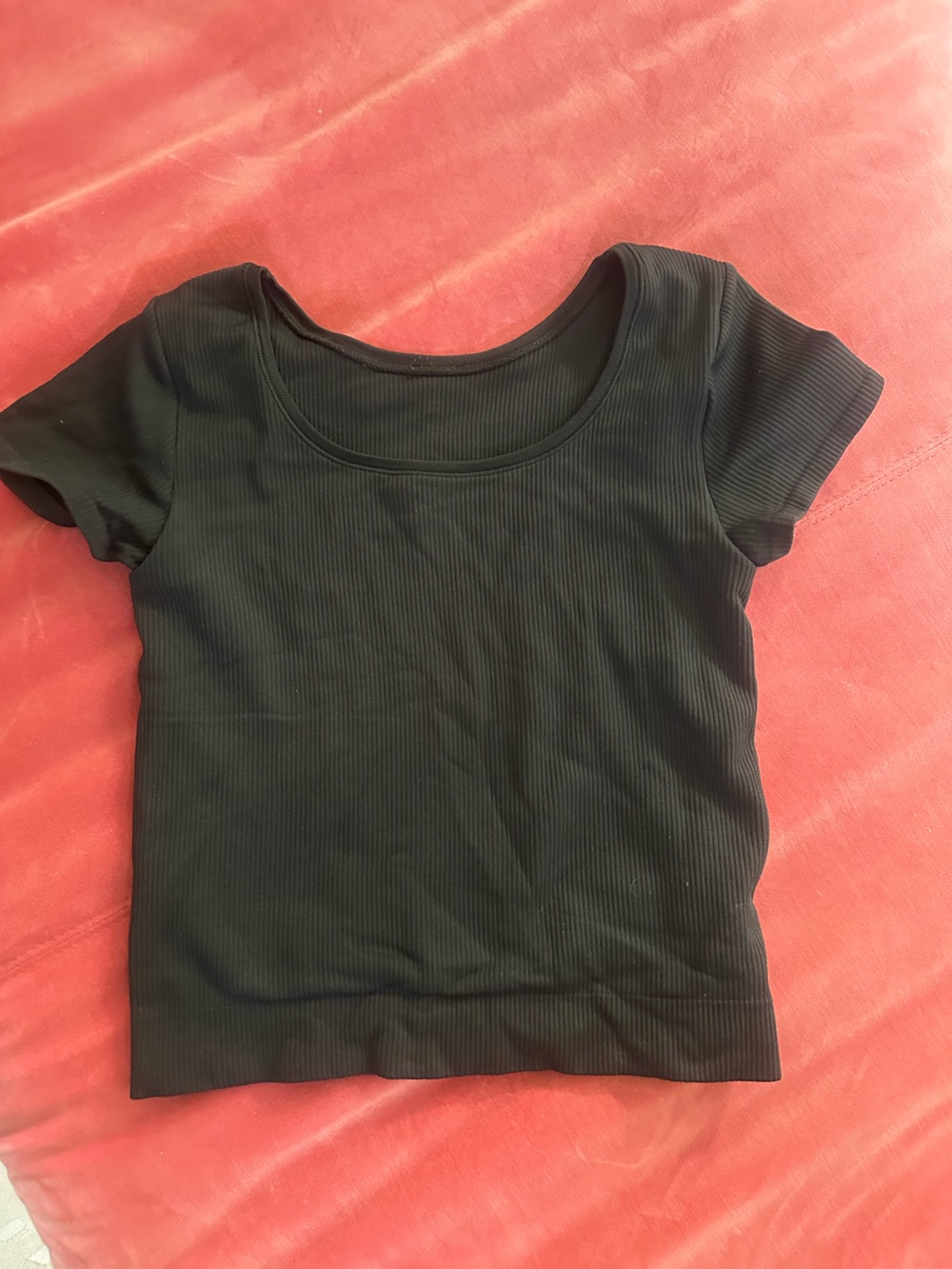 Athleta Girl Black Ribbed Scoop Neck Top